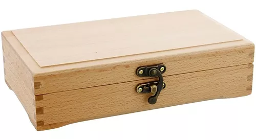 US Art Supply pequeña caja de madera de haya para guardar pinceles y  herramientas de artista con cierre de broche