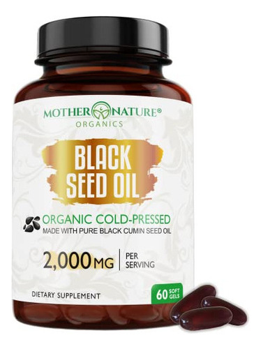 Aceite De Semilla Negra Orgánico 2000 Mg - 60 Cápsulas De 
