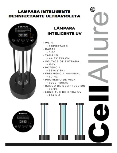 Luz Lámpara Uv Smart Esterilizadora Desinfectante Cellallure
