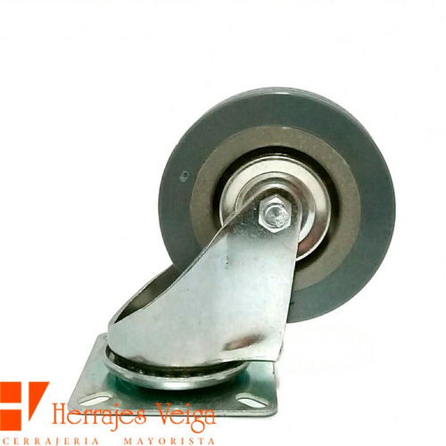 Imagen 5 de 9 de Rueda 75mm Diametro Reforzada Con Base Giratoria Goma Acero