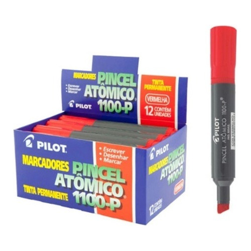 Pincel Atômico Recarregável 1100-p Pilot Vermelho C/12 Unid