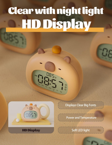 Reloj Despertador Wanidea Cute Capybara Para Niños Con Tempo