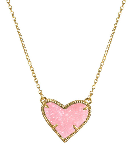 Jqwl Collar Con Colgante De Corazón De Cuarzo Druzy Para Muj