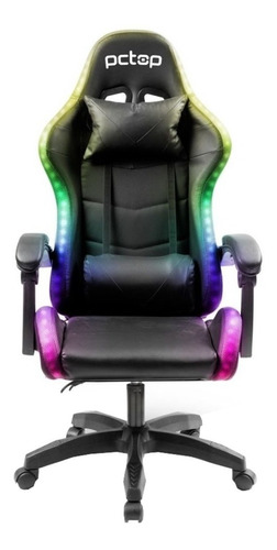 Cadeira de escritório Pctop Starlight R1005 gamer ergonômica  preta com estofado de couro sintético