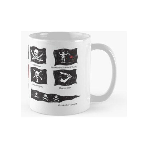 Taza Banderas De Piratas Famosos - Ilustración Calidad Premi