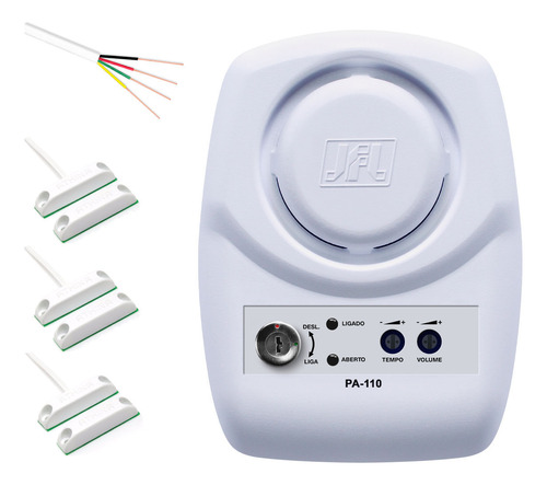 Sensor Porta Aberta Pa110 Jfl + 03 Magnetico Na + 30mts Cabo