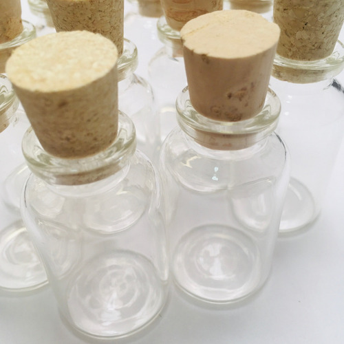 Imagen 3 de 5 de Frascos Vidrio 15 Ml Con Corcho × 50 Unidades Mini Botellas
