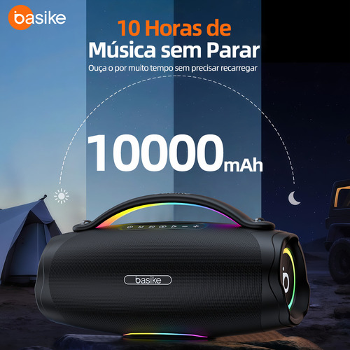 Caixa De Som 100w Portátil Bluetooth Ipx6 Tws Com Rgb, Caixa De Som Bluetooth Sem Fio Com Som Estéreo Hd 10000mah, Reprodução Viva-voz, Subwoofer Com Porta Aux/tf/usb/microfone De 3,5 Mm,preto