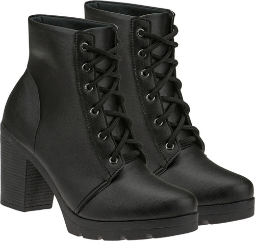 Imagem 3 de 5 de Bota Feminina Coturno Cano Curto Salto Grosso | S02vsp.cot