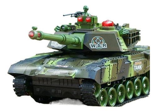 Tanque De Combate Con Control Remoto Recargable, Color Verde