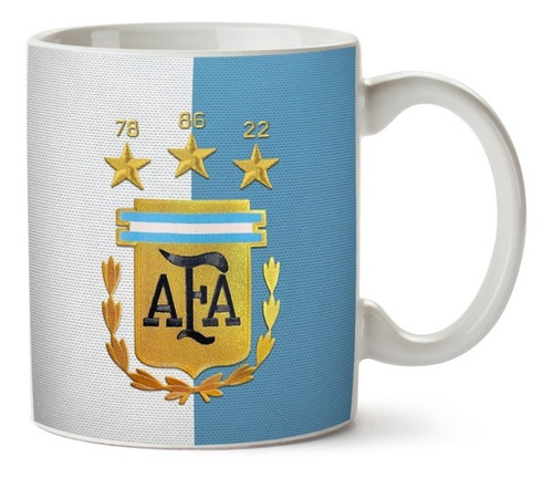 Taza Ceramica Afa 78 86 22 Argentina Campeon Del Mundo Qatar