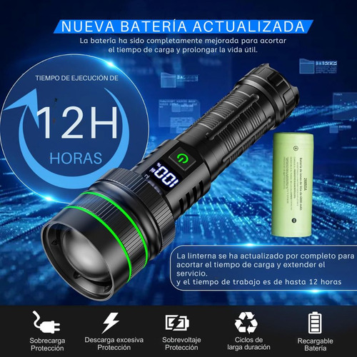 Linterna Recargable Zoom 3000m 60w Resistente Agua