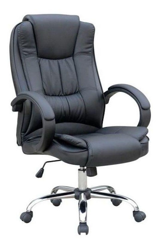 Imagem 1 de 2 de Cadeira de escritório Pelegrin PEL-2043  preta com estofado de couro sintético