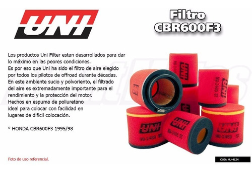 Filtro De Aire Uni Honda Cbr600 F3 95 / 98 Avant