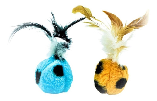 Juguete P/gato Pawffy Peluche 2 Piezas C/plumas Sunny