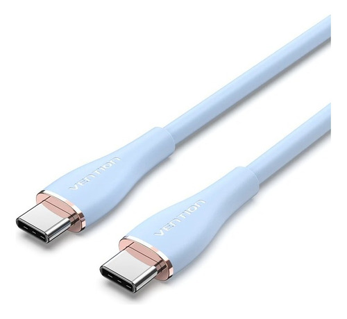 Cabo de carregamento rápido USB C 1m 5a 100w Pd Silicone Vention azul claro