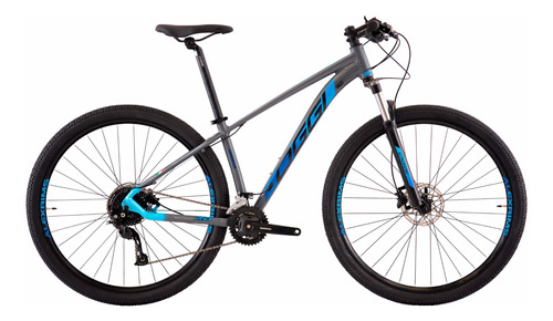 Mountain bike Oggi Big Wheel 7.0 2022 aro 29 21 18v câmbios Shimano Alivio M3120 y Shimano Alivio M3100 cor cinza/azul