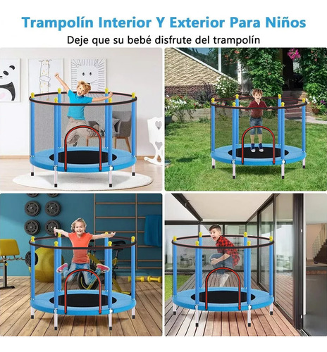 Trampolín Ninoto 1.5m Circular Con Red De Seguridad Lona De Salto Azul Cobertor De Resortes Azul