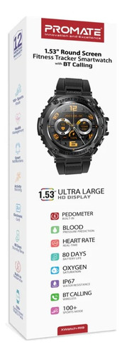 Reloj Smart Bt Promate Xwatch-r19.black 1.53 Ip67 Negro