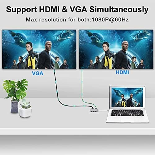 Adaptador Usb C Hub Hdmi Vga Usb 3.0, Weton 5 En 1 Tipo Usb