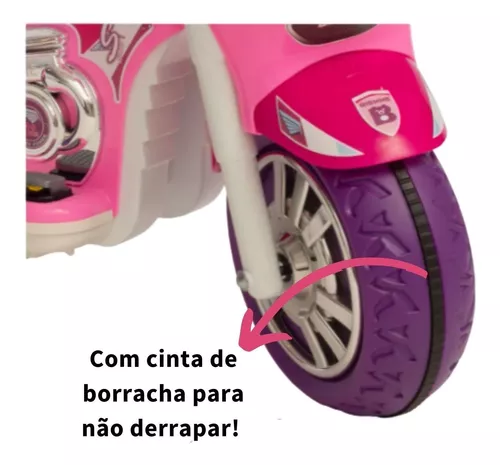 Mini Moto Eletrica Infantil Triciclo Pink Com Capacete - 12v