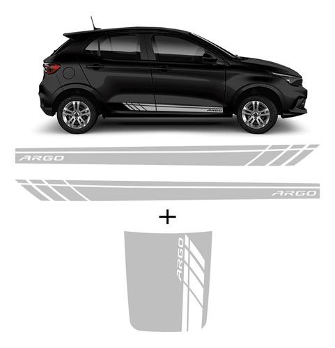 Kit Faixas Fiat Argo 2018/2021 Adesivo Lateral E Do Capô