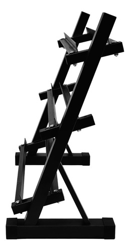 Rack Mancuernas Pesas 3 Niveles Gym Barras Soporte 450kg Color Negro