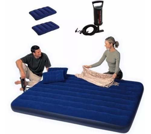 Colchon Inflable 2 1/2 Plazas + Inflador +2 Almohadas Intex