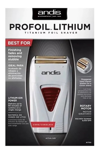 Afeitadora Andis Profoil Lithium Recargable Profesional
