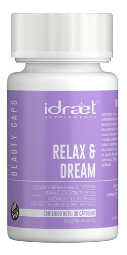 Relax And Dream Suplemento Para Dormir Idraet 30 Capsulas Sabor