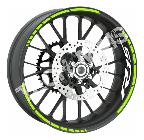 Kit Adesivos De Roda Frisos Yamaha Verde Fluor R15 Sticker