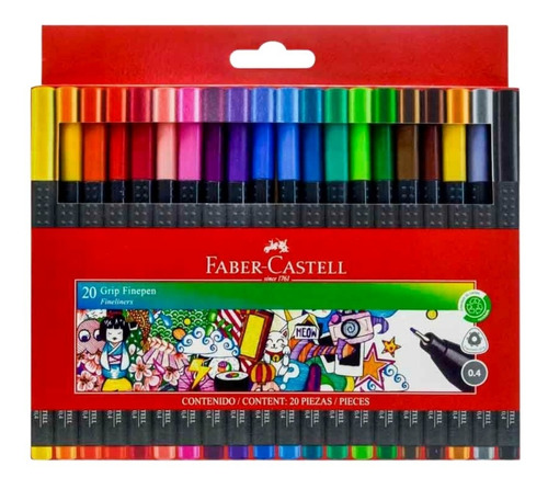 Rotuladores De Color Faber Castell Grip Finepen Set 20 Pzas