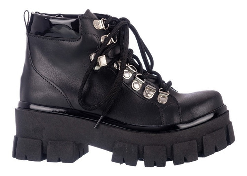 Borcego Bota Botineta Con Cordones Base Tractor Mujer