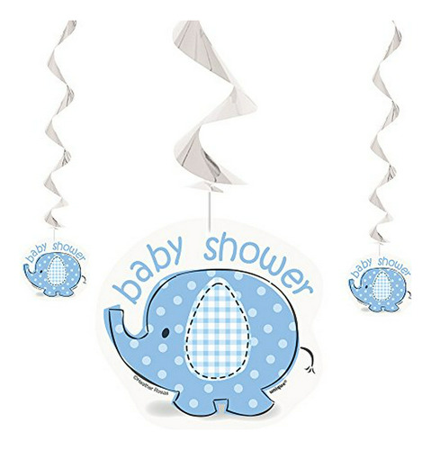 Decoraciones Elefante Azul Colgante Baby Shower, 3ud