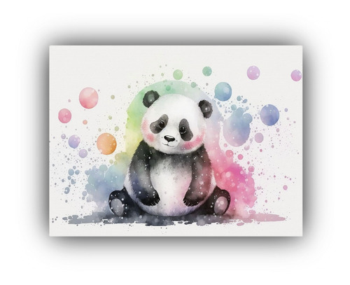 Canva Bastidor Madera Hermoso Panda Bonito 50x40cm Animales