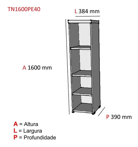 Estante Para Livros 3 Prateleiras Pe40 Clássico Pandin