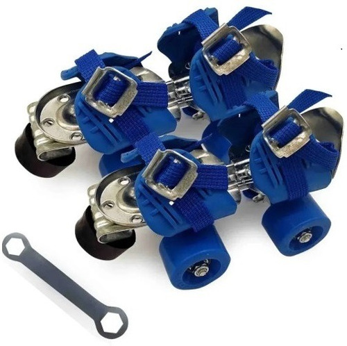 Imagen 4 de 11 de Patín De Metal Extensible 4 Ruedas Con Agarraderas - Azul