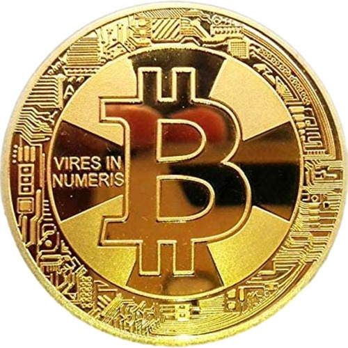 Imagen 3 de 5 de Bitcoin Moneda Oro En Elegante Exhibidor Flotante Vista 360!