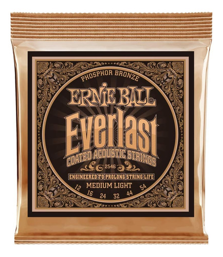 Acústico Ernie Ball Everlast Medium Light En Bronce Fosforad