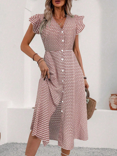 Shein Vestido Con Botones Mujer Importado Elegante Invierno