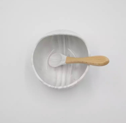 Imagen 2 de 4 de Set Alimentación Silicona Bowl + Cuchara Mármol