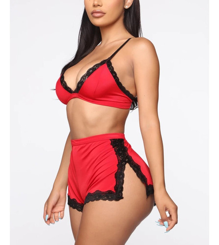 Conjunto De Lencería Con Sujetador De Encaje Para Mujer