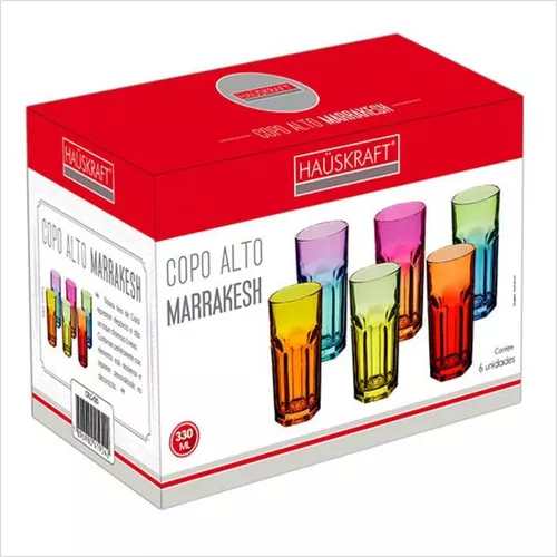 Jogo 6 Copos Vidro Grande Colorido Degrade 330ml Suco Drink - Grande Mix  Nacionais e Importados