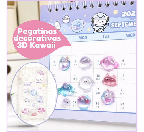 Pegatinas 3d Kawaii Relieve Cristal Calcomanías Decorativas Personaje Paquete 3