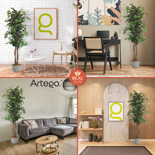 Planta Artificial Moderna Con Maceta Decorativa Real Style Ficus Grande De 170cm De Alto Artego Para Hogar Sala Comercio Oficina