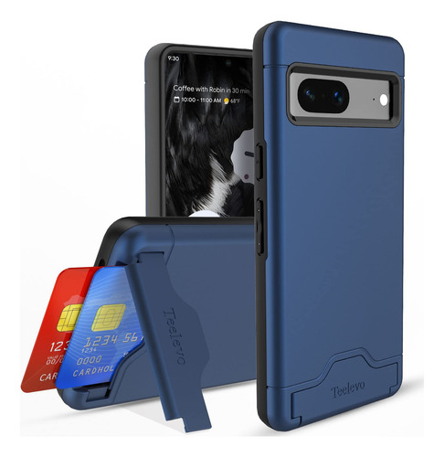 Funda Cartera Para Google Pixel 7 Navy Azul Dual Layer
