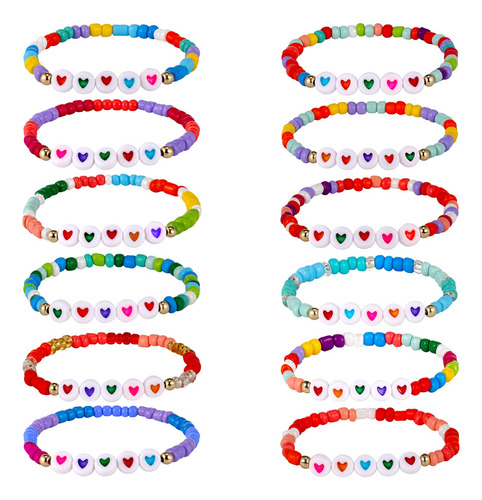 Bonuci 12 Pulseras Para Ninas Y Ninos, Pulseras De Cuentas C