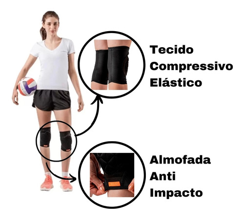 Joelheira Proteção Ortopédica Estofada Anti Impacto Impact Tamanho G