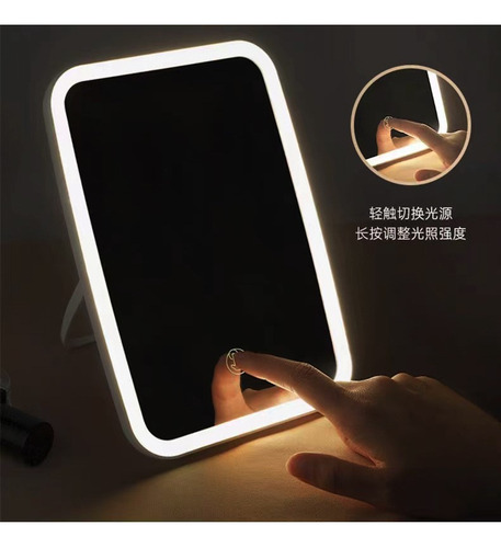 Espejo De Maquillaje Luz Led De 3 Nivele Recargable Usb