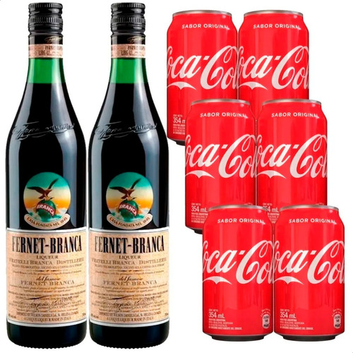 Fernet Branca 750ml + Coca Cola Sabor Original Lata 354ml